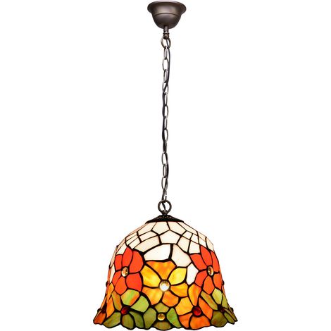 Lampe à suspension avec chaîne et abat-jour Tiffany diamètre 40 cm Série Bell