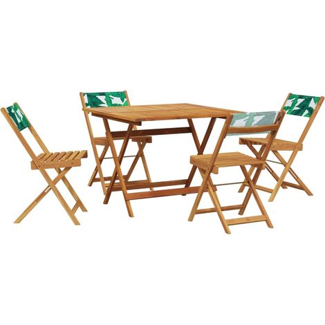 Maison Exclusive - Set Pranzo da Giardino 5 pz Foglie in Tessuto e Legno Massello