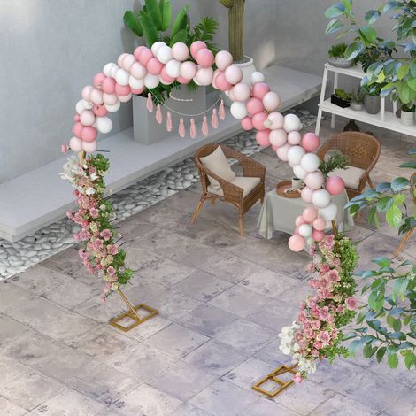 Arco en métal doré pour jardin, support à ballons et plantes grimpantes, parfait pour mariages, anniversaires, fêtes et célébrations. (1/5)