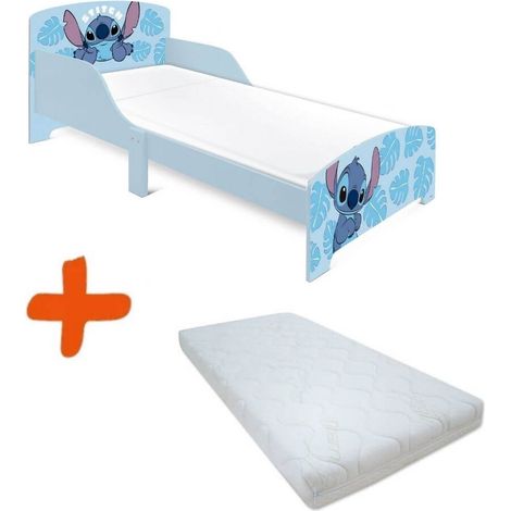 Lit + Matelas Stitch Disney feuilles tropicales 140x70 cm