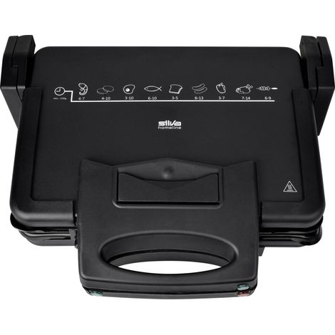 Silva Homeline KG 2410 électrique Grill à contact revêtement anti-adhésif, rabattable, voyant lumineux noir (1/5)