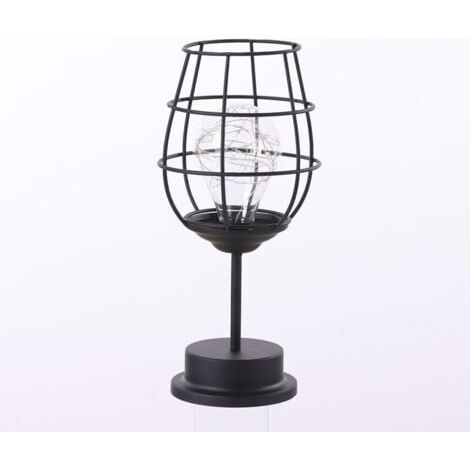 Lampe Led Fer Forgé Décorative Forme De Verre à Vin Veilleuse Douce Intérieur Pour Chambre Et Table De Chevet Petite Lampe Et Élégante (1/4)
