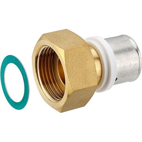 Press-Verschraubung mit Überwurfmutter 1'' IG - flachdichtend - für Alu-Verbundrohr 26 x 3,0 mm (1/2)