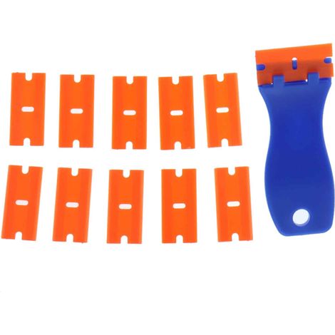 1 Grattoir de sécurité, lame double tranchant, 10 lames de rechange, pour vitres et plaques céramique(Q3 : Nouveaux produits pour le mois d'août) (1/5)