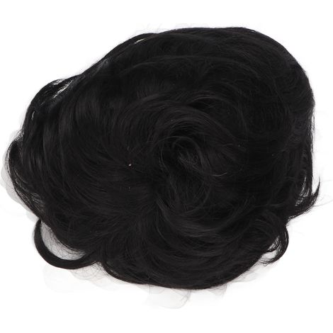 Perruque Femme Courte Bouclée Noire, Filet Respirant Fixation Solide, Cheveux Synthétiques Ondulés Usage Quotidien (1/5)