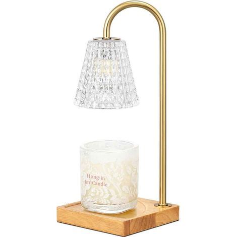 Lampe à bougie d'aromathérapie-Gradation standard européenne (sans bougie)-Socle en chêne avec verre (1/5)