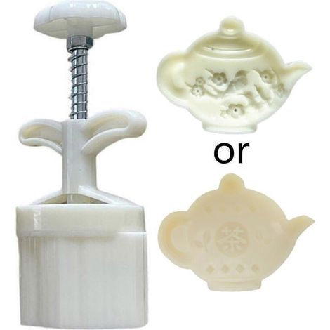 Mondkuchenformen, Mondkuchenstempel, Handdruck, Kunststoffmaterial, Pflaumen-Teekannenform (1/5)