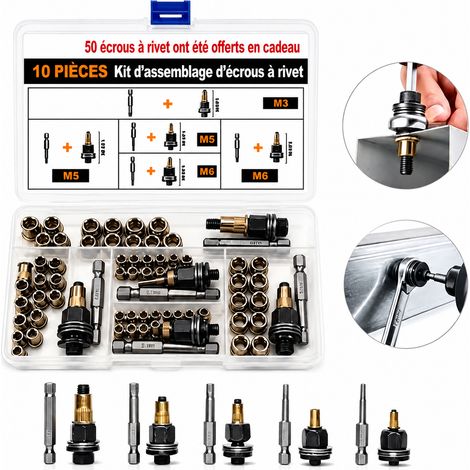 Écrous à sertir aveugles M3-M8 en acier au carbone zingué pour réparation auto 14 × 10 × 3,5 cm 390 g – Livraison gratuite (1/5)