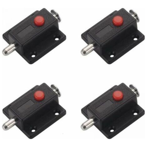 Lot de 4 loquets à glissière de sécurité automatique – Pour portes et fenêtres en bois – Installation par vis – Finition noire (1/5)