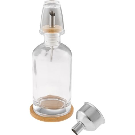 Distributeur de bain de bouche pour salle de bain, flacon en verre transparent de 350 ml (11,8 oz) + plateau en bambou + base en silicone, récipient rechargeable (1/5)