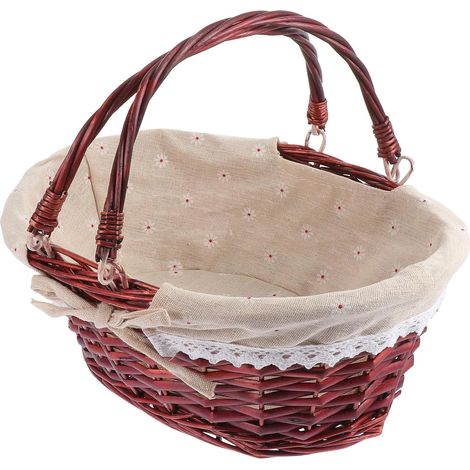 Panier de rangement en osier tressé à la main avec poignée, idéal pour organiser les fruits et légumes à la maison et au marché. (1/5)