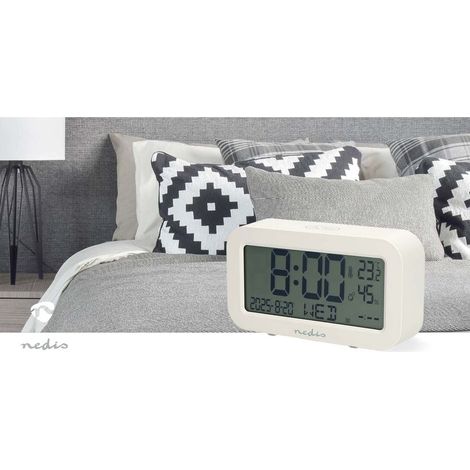 Nedis Digital-Schreibtisch-Wecker / LCD / Backlight / Snooze-Funktion / Datumsanzeige / Timer / Holz