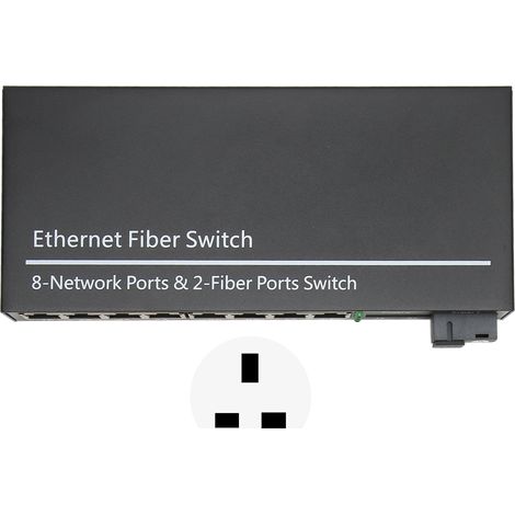 Gigabit Switch Ethernet 9 Ports 10/100/1000M Fibre Optique Convertisseur Média Tx1310nm Full Half Duplex Réseau Bureau 100-240V Prise UK (1/5)