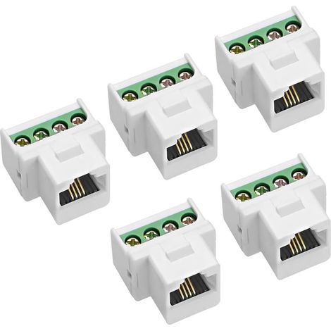 Prise à vis RJ11 CAT3, 5 pièces, Prise Keystone pour téléphone avec borne à vis sur la Carte de dérivation, 4 vis vers RJ11 6P4C Femelle (1/5)
