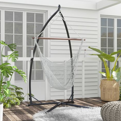 Support pour Fauteuil Suspendu - Pied Fauteuil Suspendu, hauteur 215 cm - Charge Max. recommandé 150 Kg, métal noir
