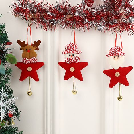 3er-Set Christbaumschmuck: Plüsch-Schneemann, Weihnachtsmann, Bär, Elch (1/4)