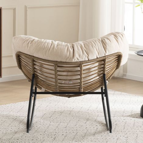 Fauteuil à bascule en tissu Chenille, chaise berçante moderne pour salon, chambre d'enfant, chambre à coucher, appartement, avec coussin rembourré, confortable et élégant. (1/5)