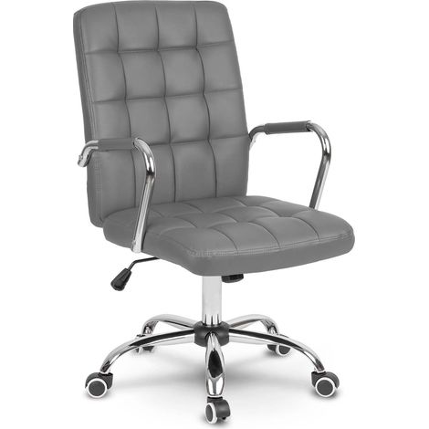Ergonomischer burostuhl aus leder benton - grau