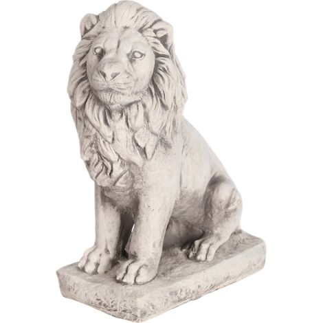 Statua di leone in cemento per il giardino, scultura di leone grigio