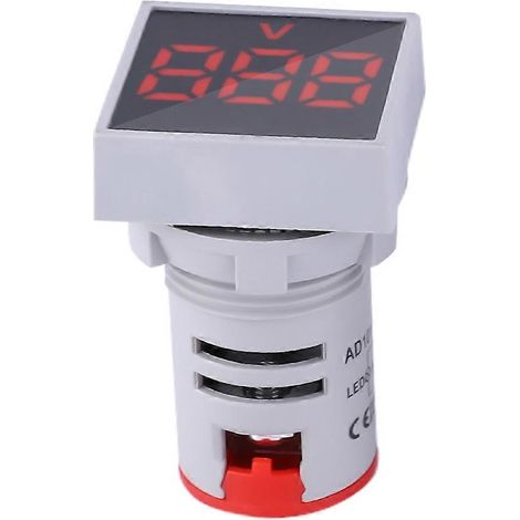 AC20-500V LED-Kontrollleuchte Mini-Digital-LED-Anzeige Voltmeter Quadratische Signallampe (Rot)