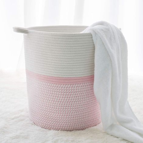 Panier de rangement - Panier à linge en coton tissé avec poignée - Panier de rangement - Panier à linge en coton tissé avec poignée (1/5)
