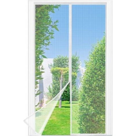 Moustiquaire Porte Fenetre, 90 x 210 CM - Maille Fine BLANC Rideau Anti Mouche, se ferme tout seul, la Largeur du Haut de la Fenêtre de la Moustiquaire Porte Fenetre Magnetique Jusqu'à 3,8 CM (1/4)