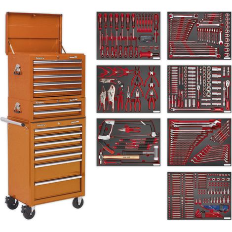 Sealey TBTPCOMBO4 Superline PRO® Tool Chest Combination 14 Drawer with 446pc Tool Kit - Orange