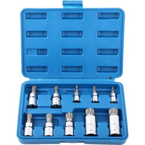 10 pièces 12 points Triple carré cannelé jeu de douilles M4-M18 1/4 "3/8" 1/2 "Kit d'outils de réparation d'entranement (1/4)