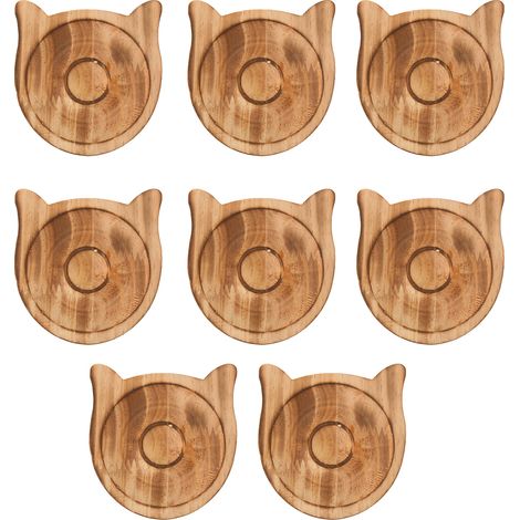 Lot de 8 Plateaux à Bijoux en Bois Massif Design Oreilles de Chat Présentoir Bracelets Colliers Boucles d'Oreilles Rangement (1/4)