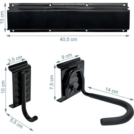 Supporto da parete verticale per bicicletta 10 x 40,5 cm stoccaggio efficiente garage salva-spazio in PVC nero 130017331