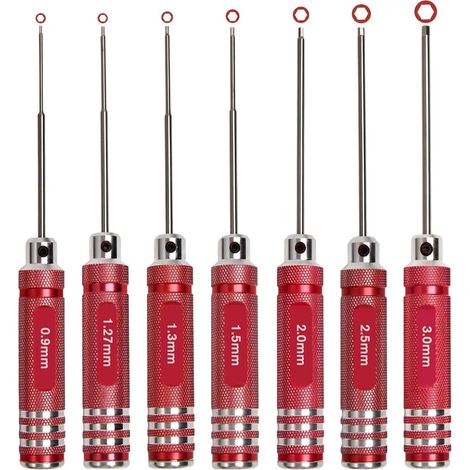 Tournevis hexagonal Set 7 pcs RC Tool Kits 0.9-3.0mm métrique Micro hexagone Allen Clé Kit de tournevis pour RC voiture drone multi-axes modèles d’hélicoptère (1/5)