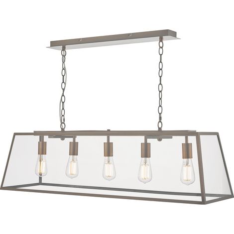 DAR ACADEMY - Suspension de barre droite cuivre antique, 5x E27 (1/3)