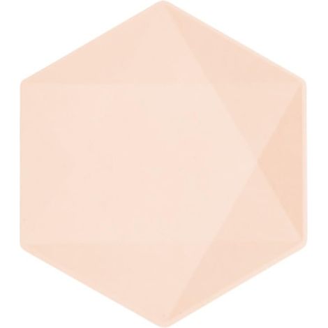 Lot de 6 assiettes hexagonales Vert Decor, 20,8 x 18,1 cm, abricot, Vaisselle de fête en matières premières Rapidement renouvelables, pour Les Anniversaires, Les barbecues, Les jubilés, etc.