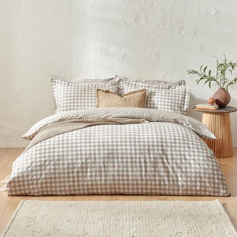 Ensemble De Couette 100% Coton Réversible Taies D’Oreiller Oxford Doux Et Respirant Literie Naturel Super King 260x220cm (1/5)