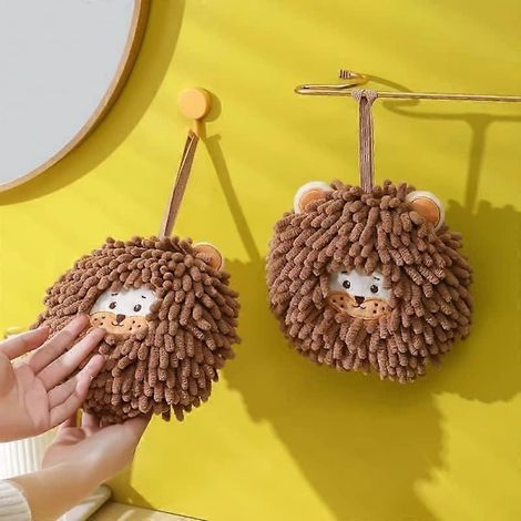 Set aus 2 entzückenden Chenille-Babyküchentüchern mit Aufhängeschlaufe, weich und saugfähig, aus Mikrofaser, für Kinder. (1/2)