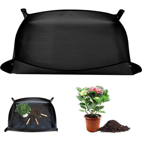 Plant Potting Mat, 150 x 100 cm, Waterproof Gardening Mat, Guinea Pig Park Mat, Black Gardening Planting Mat for Transplanting, Potting, Succulents (1/5)