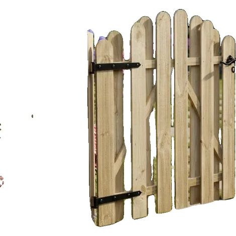 Puerta de jardín, diseño de arco rústico, madera de pino resistente, verde militar. (1/2)