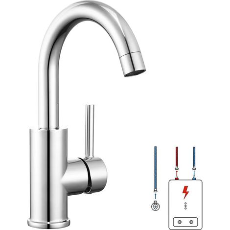 Robinet de cuisine basse pression pivotant à 360°, mitigeur monocommande, adapté pour chauffe-eau, utilisable en cuisine et salle de bain (1/5)