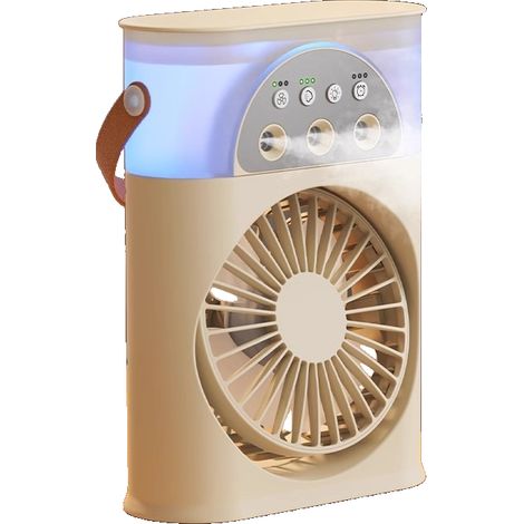 Ventilateur climatiseur portable, mini rafraîchisseur d'air par évaporation, 3 vitesses, avec lumière LED, 250 ml, 19,2 x 14,4cm (1/4)