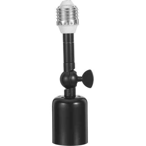 Extended E27 Ceiling Fan Lamp Socket in High Temperature Resistant Black Ceramic, Adjustable Iron, for Home Lighting (1/5)