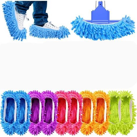 10 pares de pantuflas para fregar, naranja, rosa, azul, verde, morado, lavables, antideslizantes, para una limpieza cómoda. (1/5)