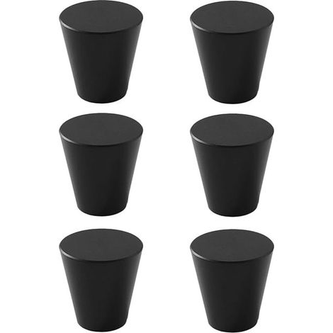 6 Boutons de Meuble Noir, Moderne Poignée Ronde Armoire, Petits Boutons de Tiroir, Métal Boutons de Porte, 20x23mm (1/5)
