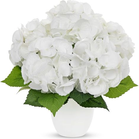 Fleurs artificielles en soie blanches comme de vraies fleurs en pot (1/5)