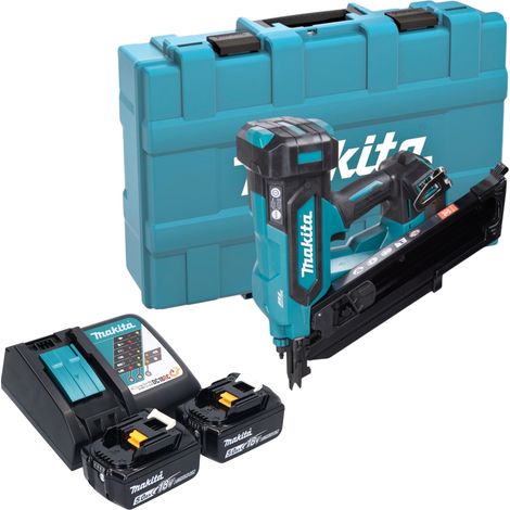 Clavadora de tiras a batería Makita DBN 900 RTK 18 V 50 - 90 mm sin escobillas + 2 baterías de 5,0 Ah + cargador + maletín