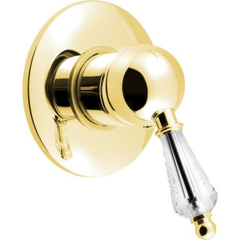Mitigeur de douche à encastrer KIRKÉ CRYSTAL, 1 sortie, poignée cristal, doré (1/2)