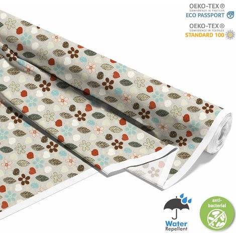 Outdoor dekostoffe oxford - Motiv Blumen, gepunktete Blätter (1/5)