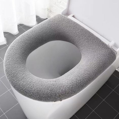 Housses de siège de toilette grises et chaudes - Taille universelle - Douces, chaudes et confortables - Lot de 2 - Grises pour usage domestique