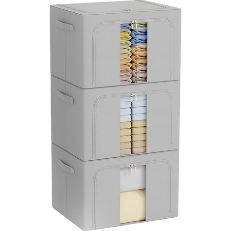 Scatola contenitore vestiti premium grigio 3 pz 66L (1/5)