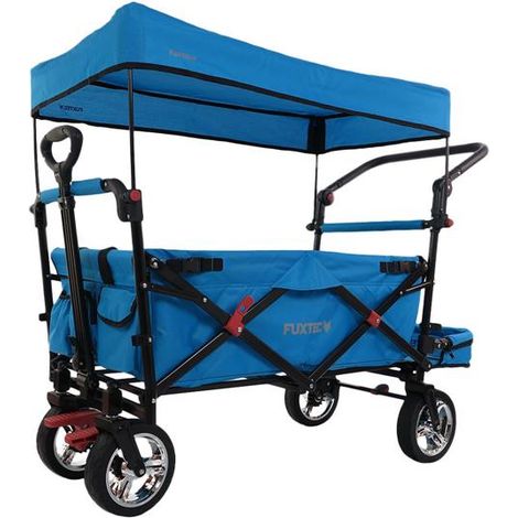 FUXLIFE by FUXTEC Carrello Pieghevole CT800 Azzurro • Tettuccio parasole • Ruote larghe • Volume 105 L • Portata 75 kg • Richiudibile e compatto (1/5)