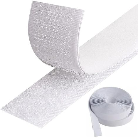 2 Rouleaux Ruban Agrippant, 5m x 2cm, Nylon Polyester, Adhésif Double Face, Pour Moustiquaire Tissu Mur (1/5)